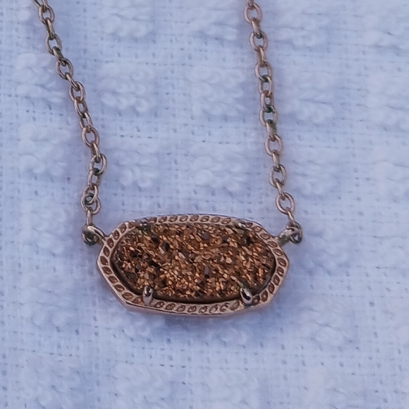 Kendra Scott Rose Gold Elisa Rose Gold Drusy Necklace - Picture 4 of 14